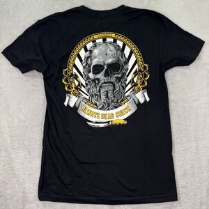 Zero Foxtrot T-Shirt Mens Small Black Skull Socrates ALWAYS DEAD CHECK Knife